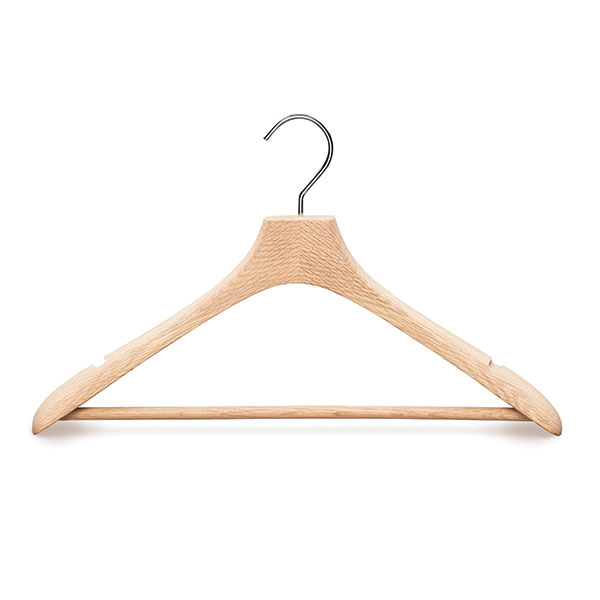 Oak wooden design clothing hanger with trouser holder